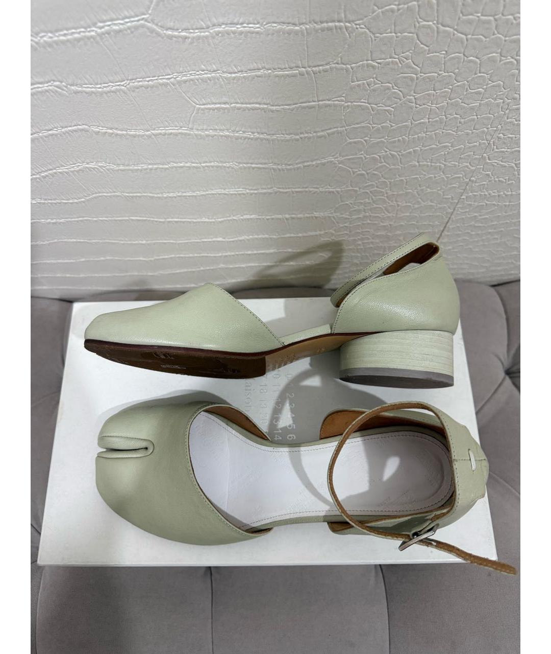 MAISON MARGIELA Зеленые кожаные босоножки, фото 6