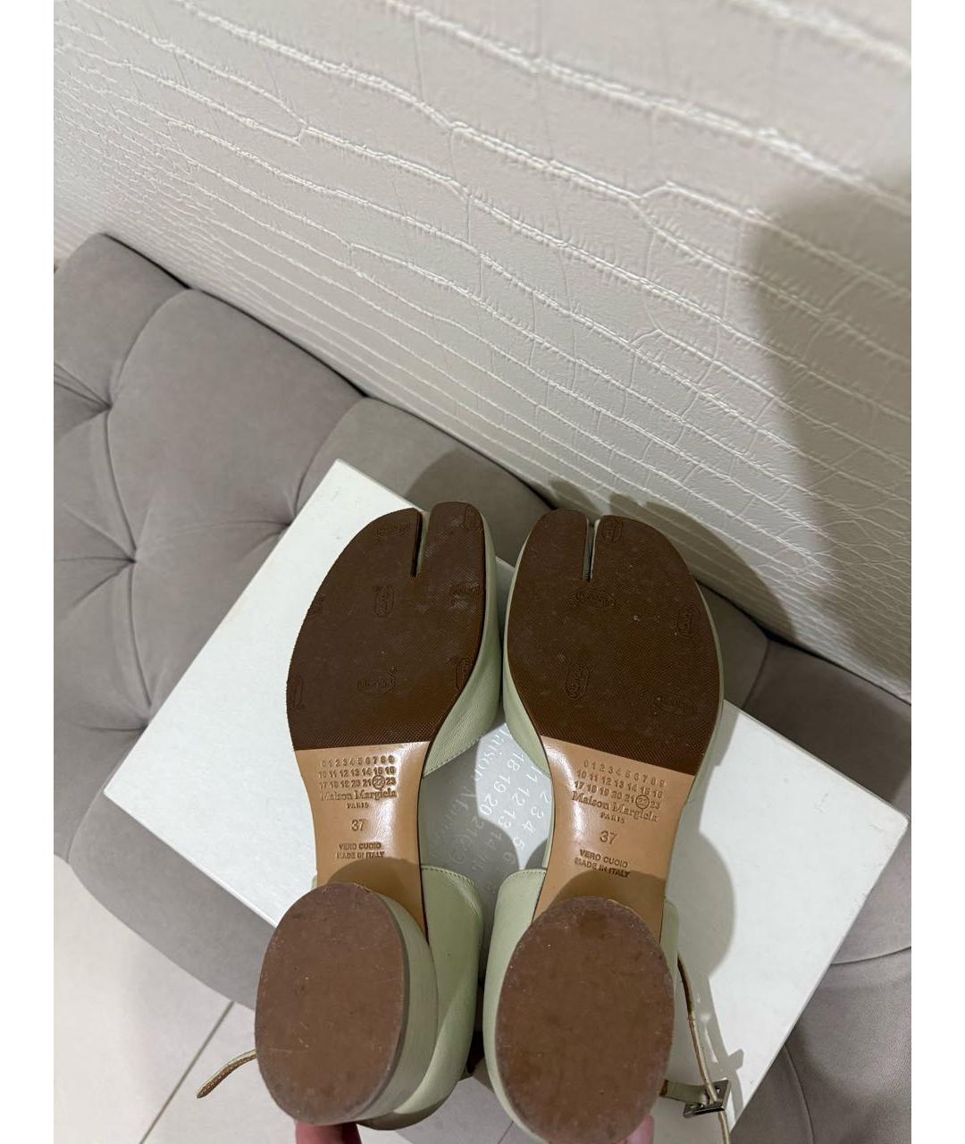 MAISON MARGIELA Зеленые кожаные босоножки, фото 7