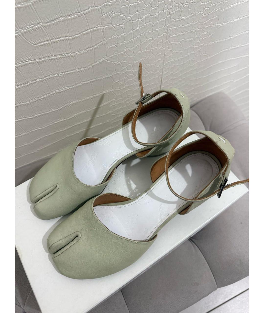 MAISON MARGIELA Зеленые кожаные босоножки, фото 3