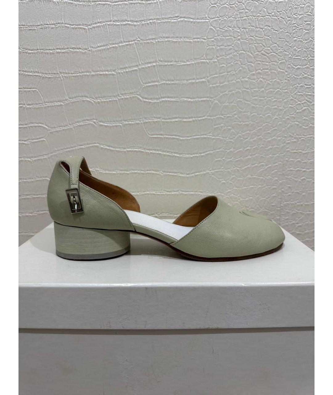 MAISON MARGIELA Зеленые кожаные босоножки, фото 8