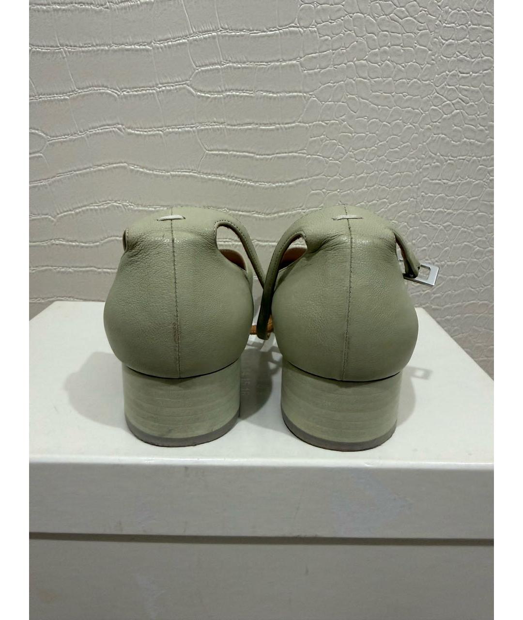 MAISON MARGIELA Зеленые кожаные босоножки, фото 4