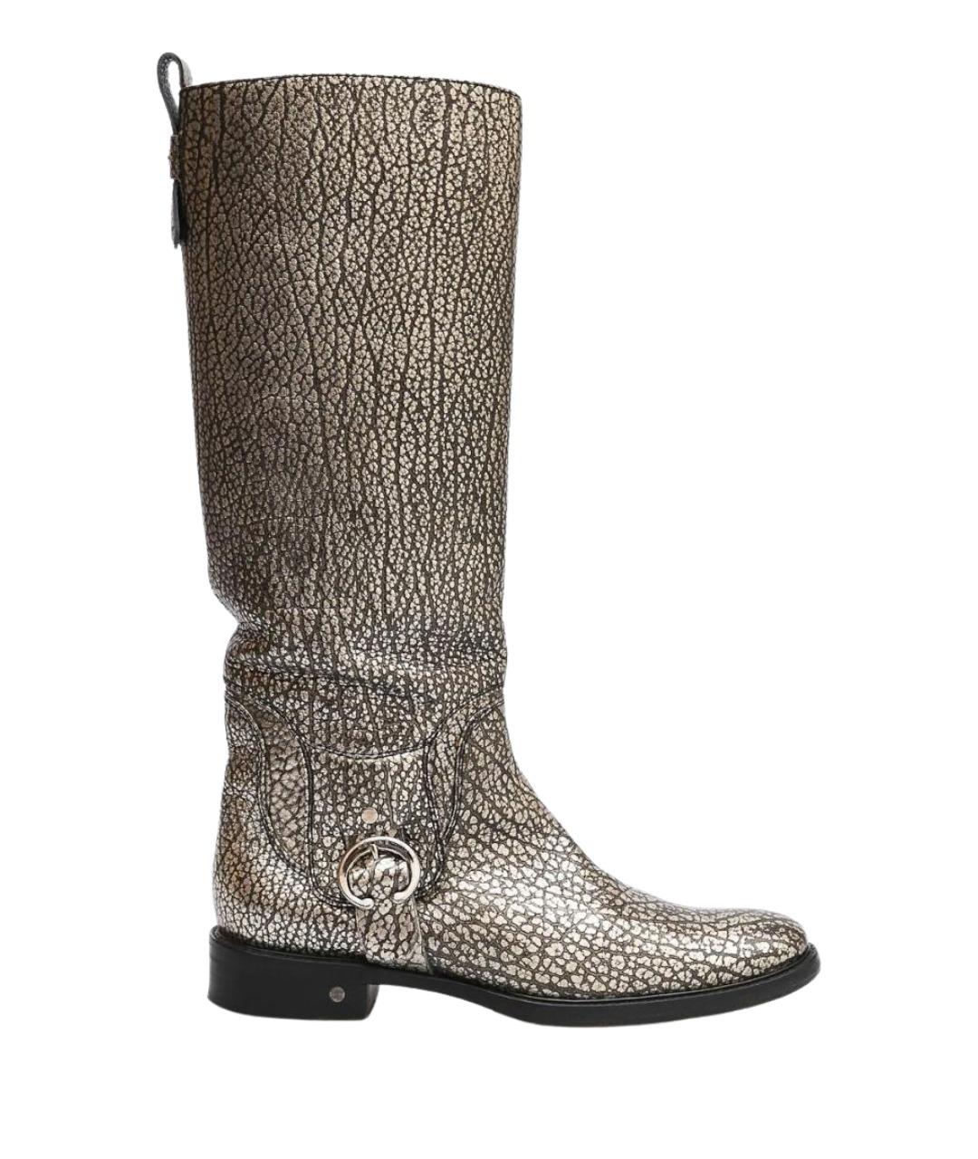 CELINE Серебряные кожаные сапоги, фото 1