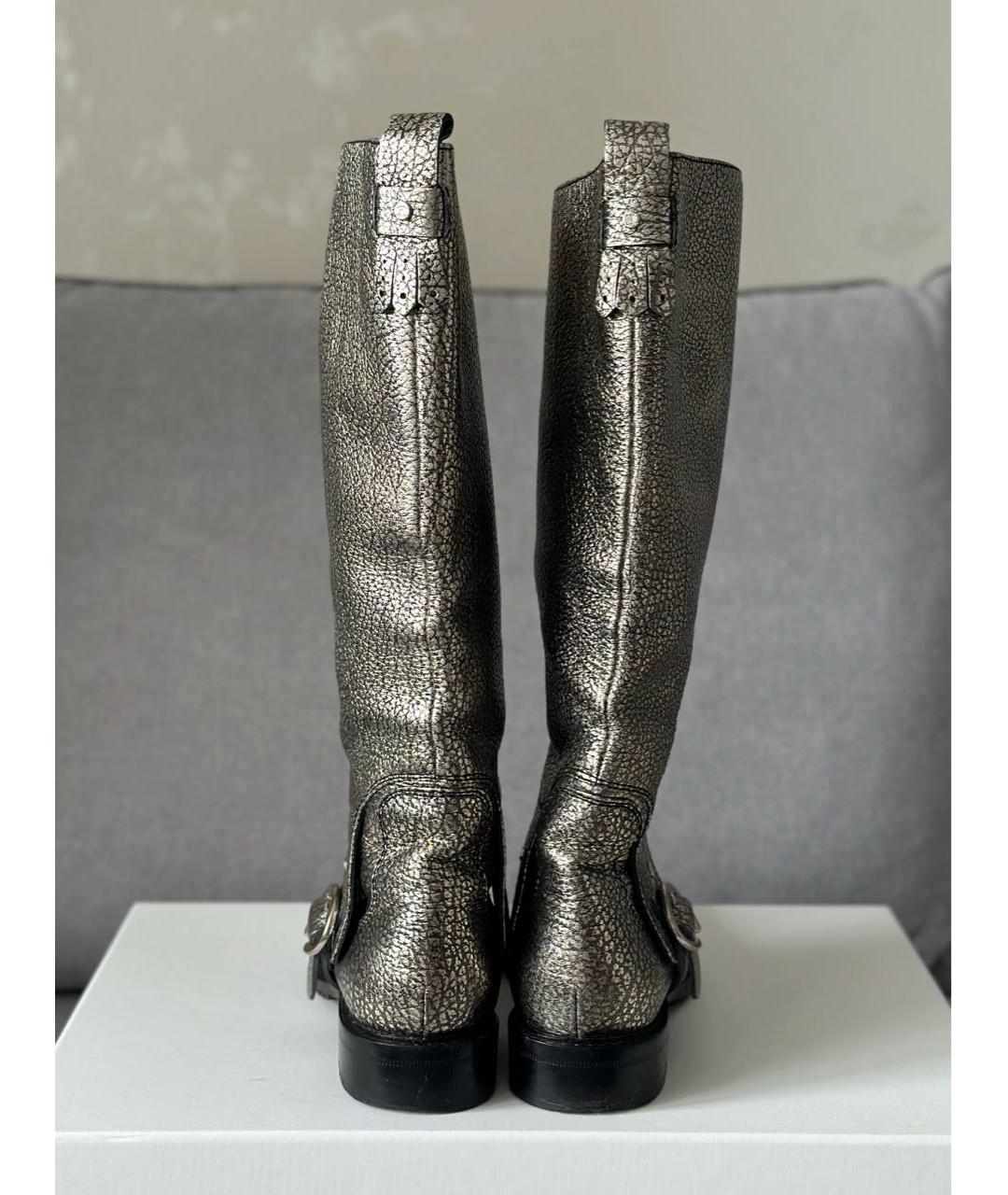 CELINE Серебряные кожаные сапоги, фото 6