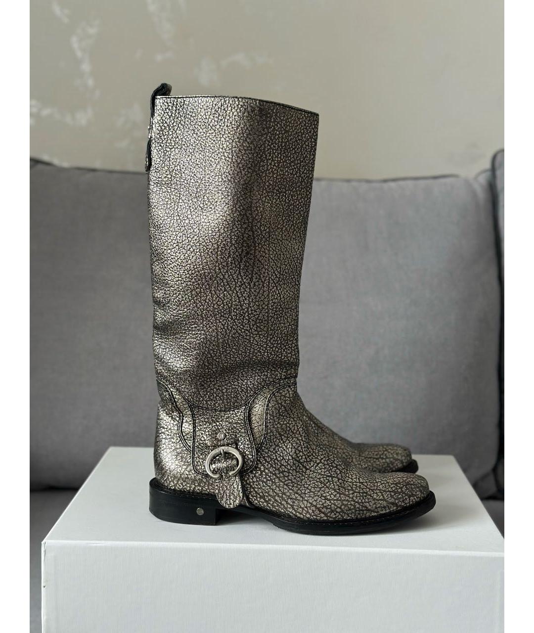 CELINE Серебряные кожаные сапоги, фото 3