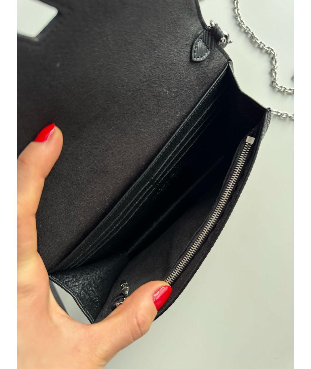 LOUIS VUITTON Черная кожаная сумка через плечо, фото 4