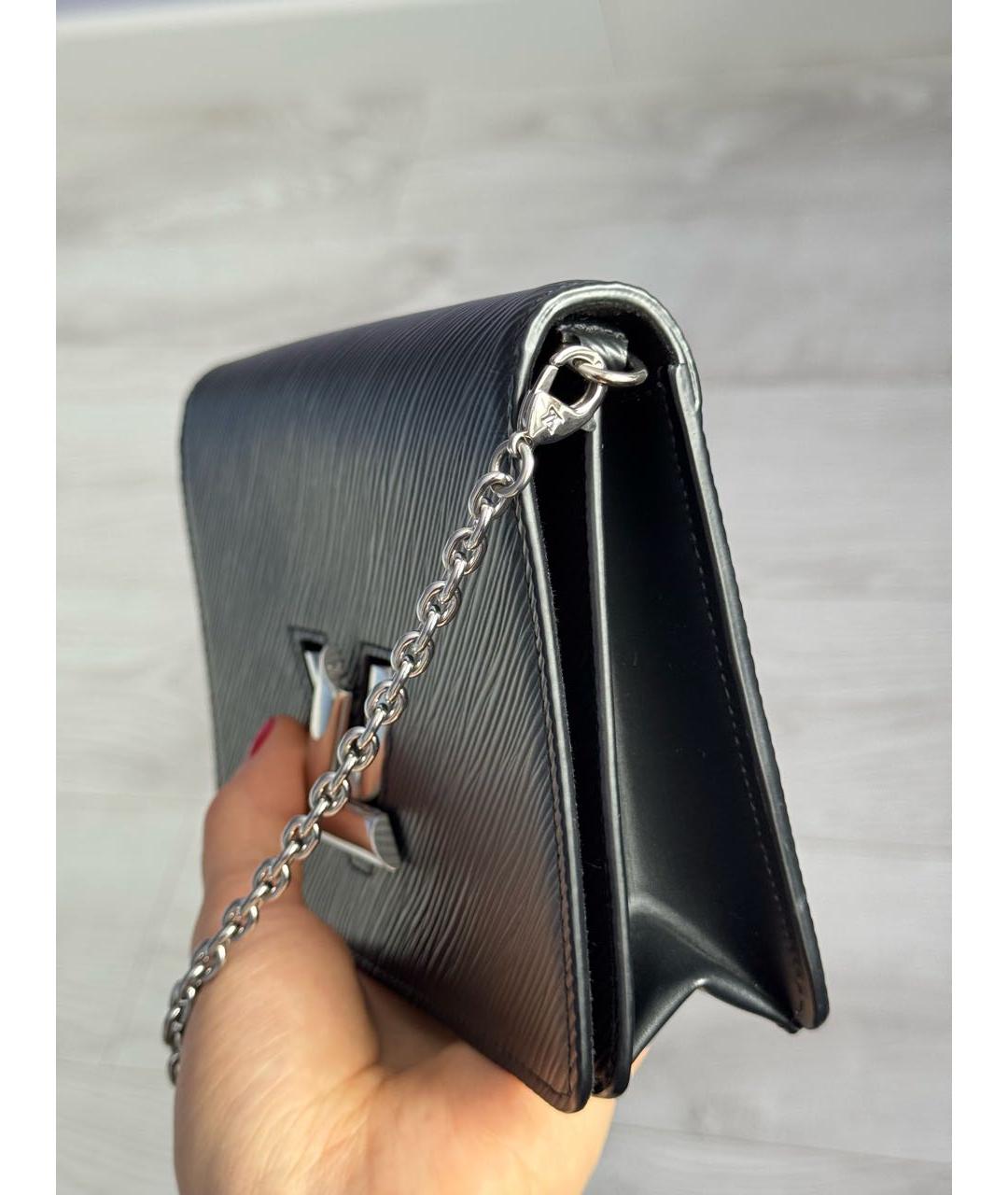 LOUIS VUITTON Черная кожаная сумка через плечо, фото 6