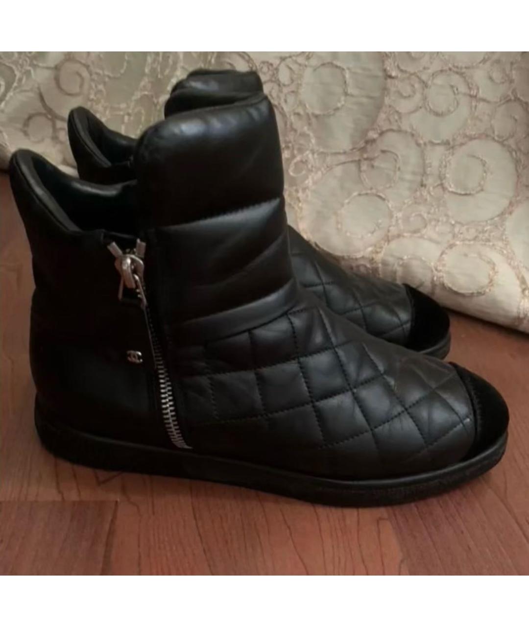 CHANEL Черные кожаные полусапоги, фото 6