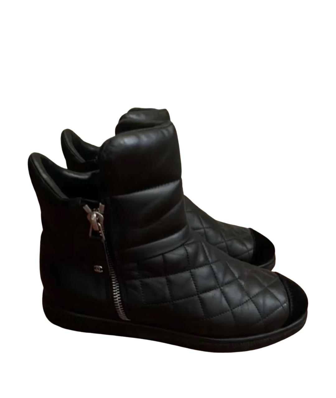 CHANEL Черные кожаные полусапоги, фото 1