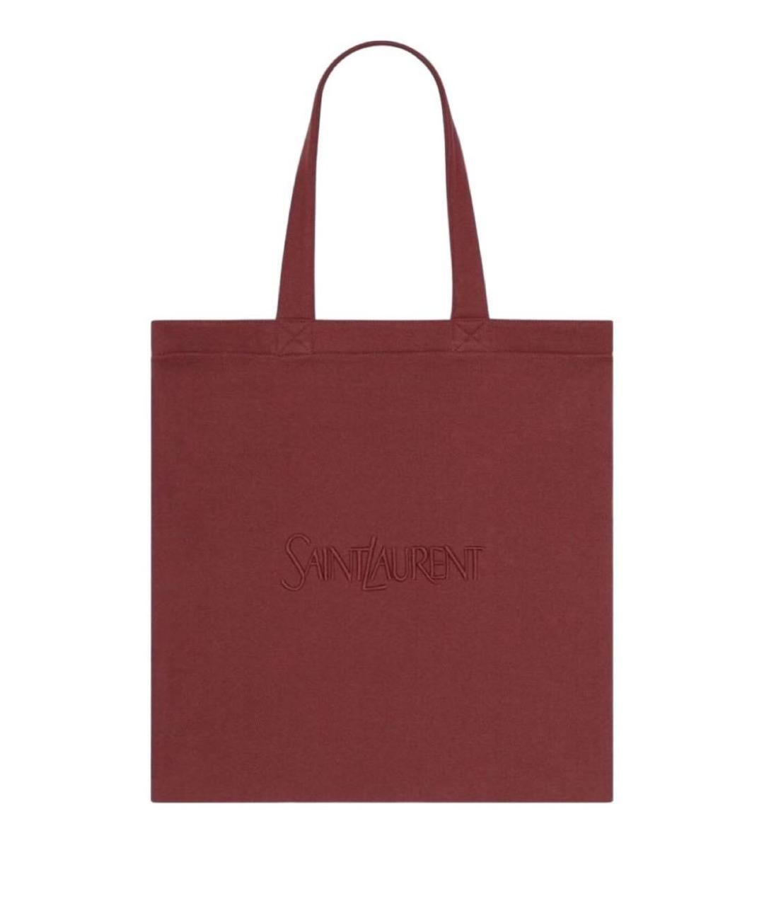 SAINT LAURENT Бордовая хлопковая сумка тоут, фото 1