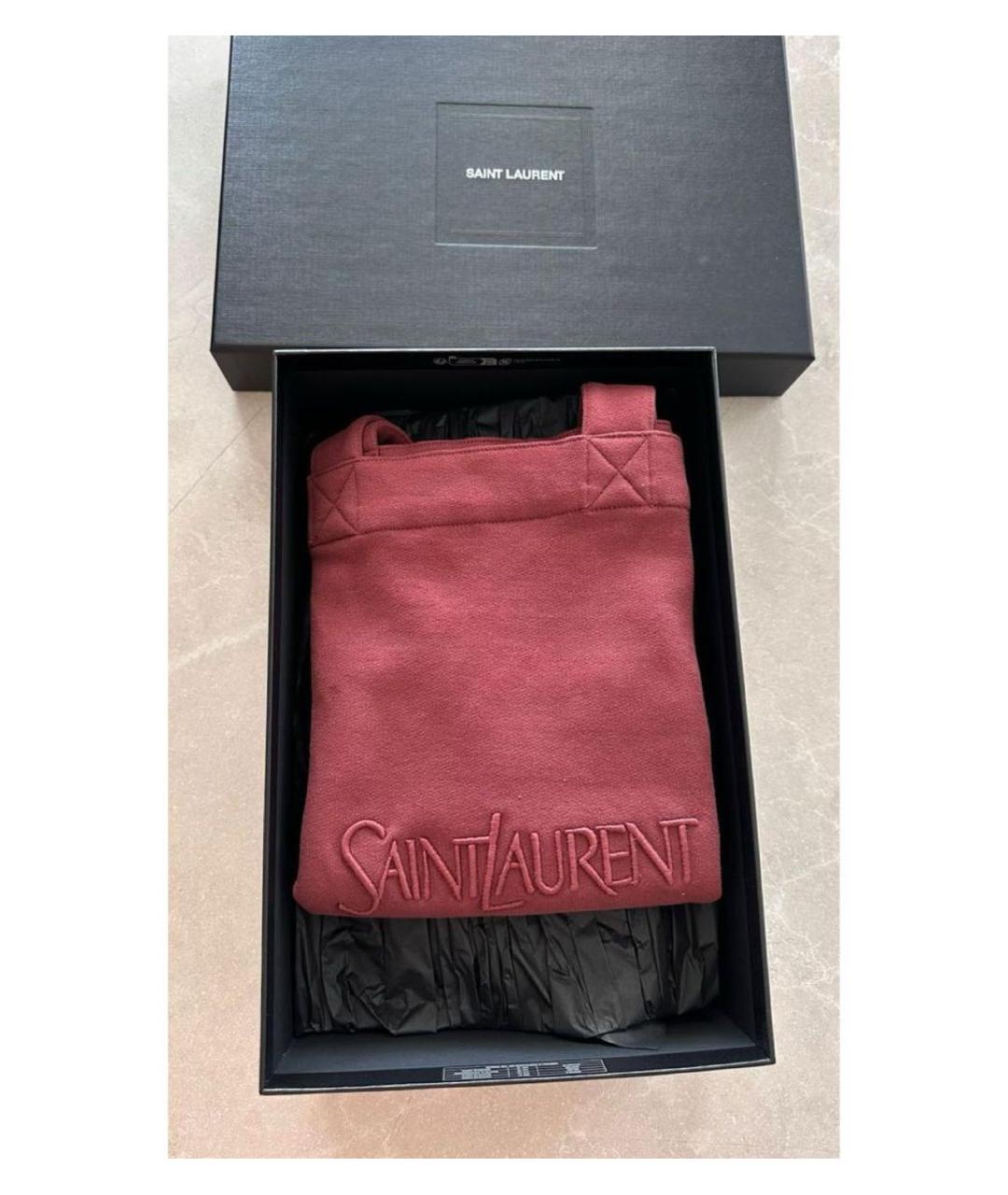 SAINT LAURENT Бордовая хлопковая сумка тоут, фото 2