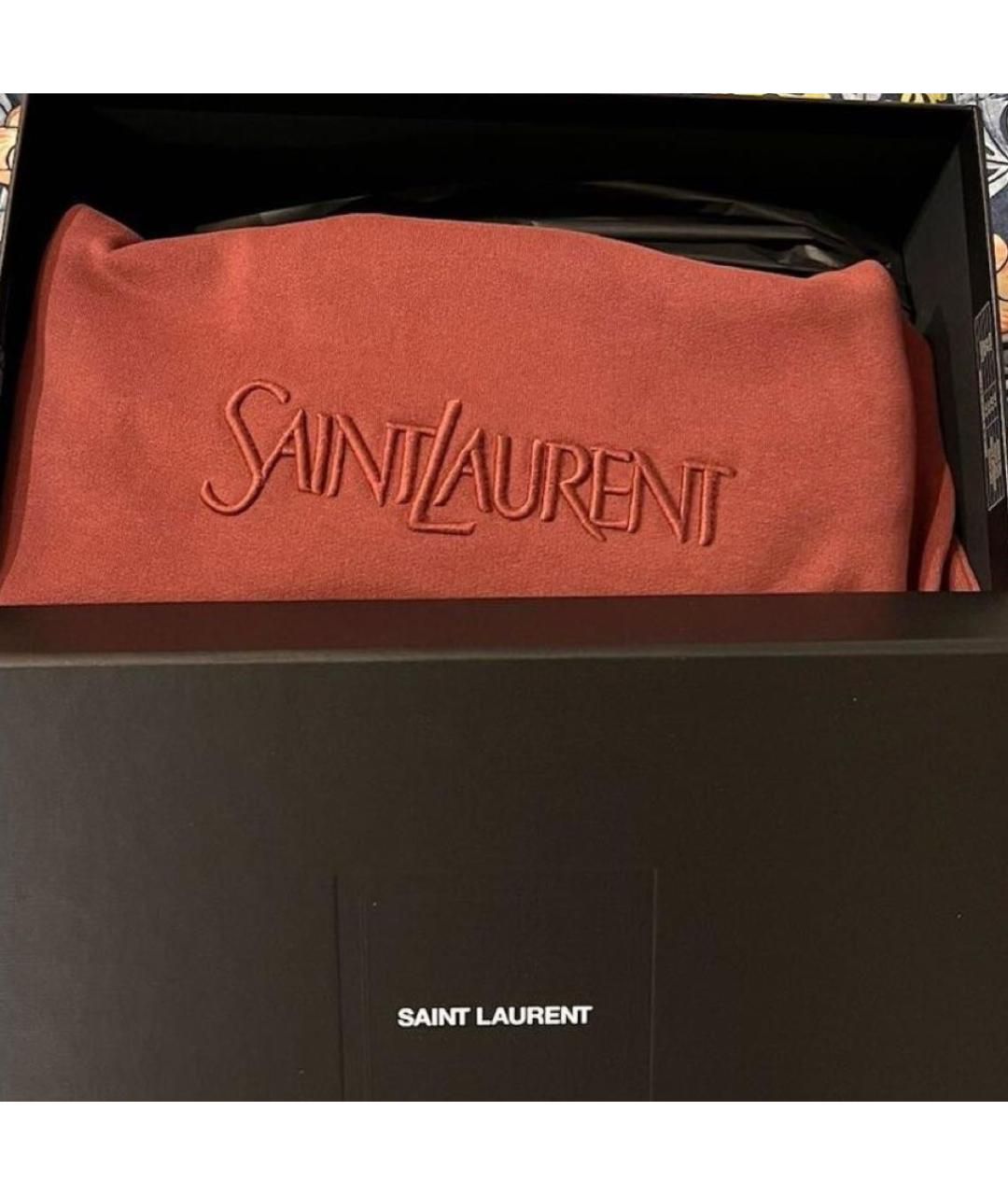 SAINT LAURENT Бордовая хлопковая сумка тоут, фото 6