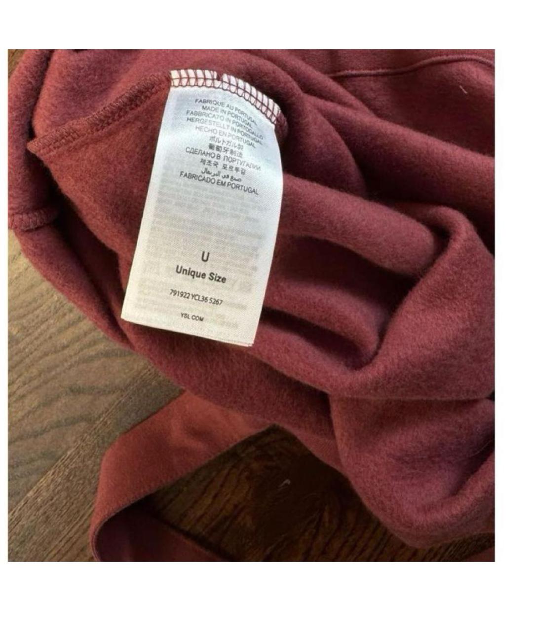 SAINT LAURENT Бордовая хлопковая сумка тоут, фото 4
