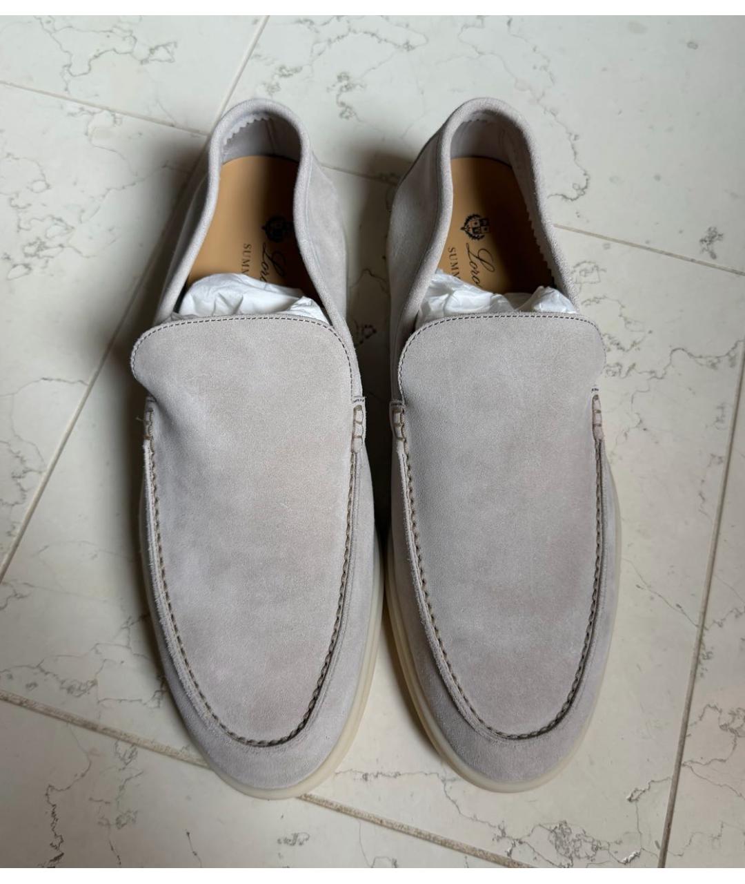 LORO PIANA Бежевые замшевые лоферы, фото 3