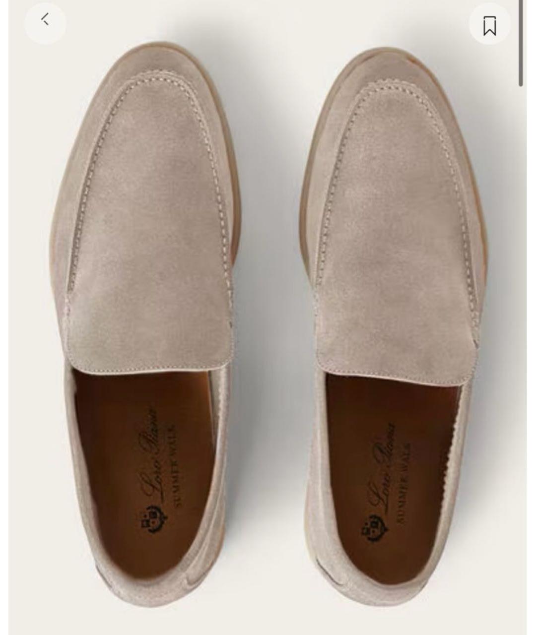 LORO PIANA Бежевые замшевые лоферы, фото 2