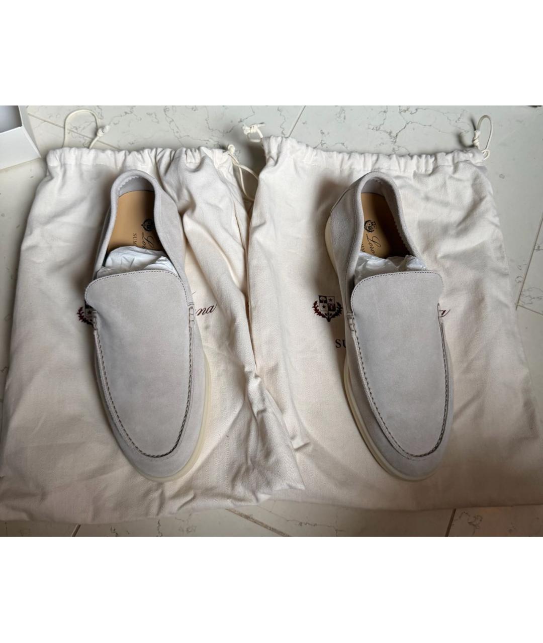 LORO PIANA Бежевые замшевые лоферы, фото 7