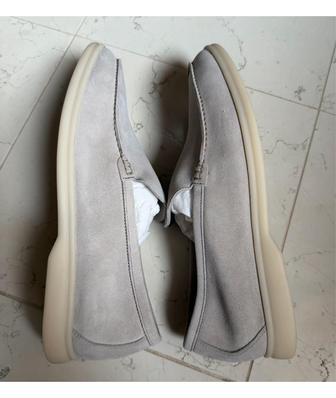 LORO PIANA Бежевые замшевые лоферы, фото 8