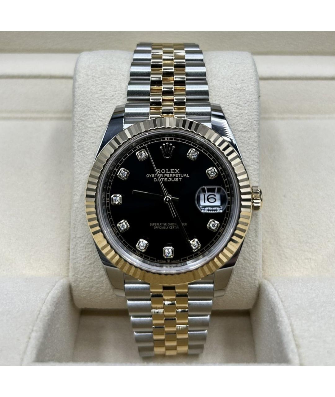 ROLEX Черные часы из желтого золота, фото 2