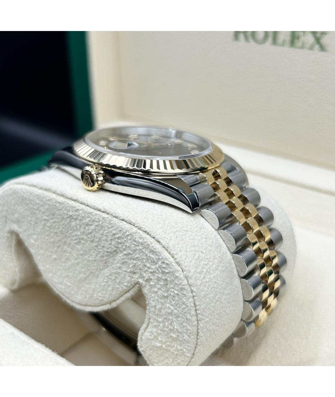 ROLEX Черные часы из желтого золота, фото 6