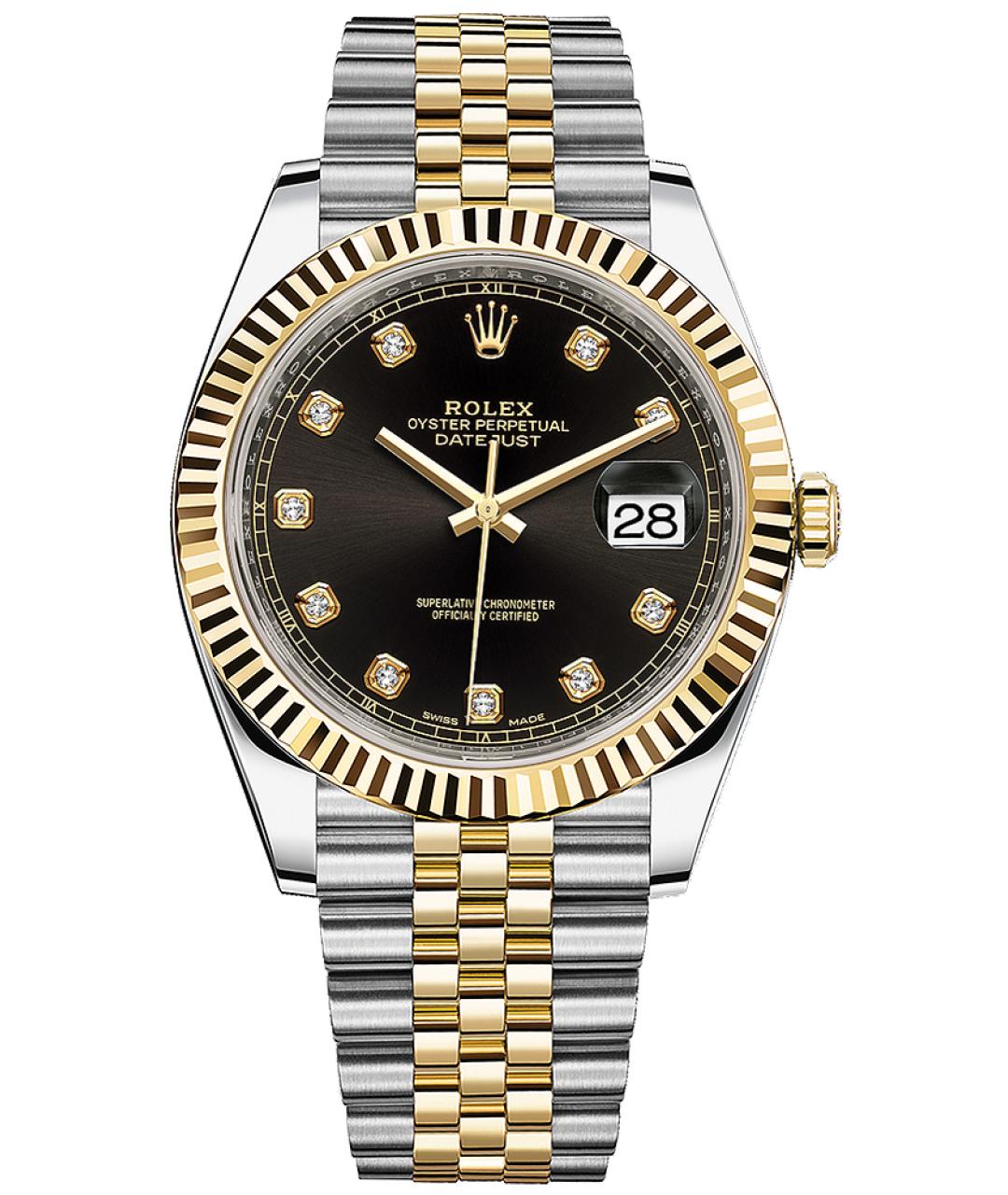 ROLEX Черные часы из желтого золота, фото 1