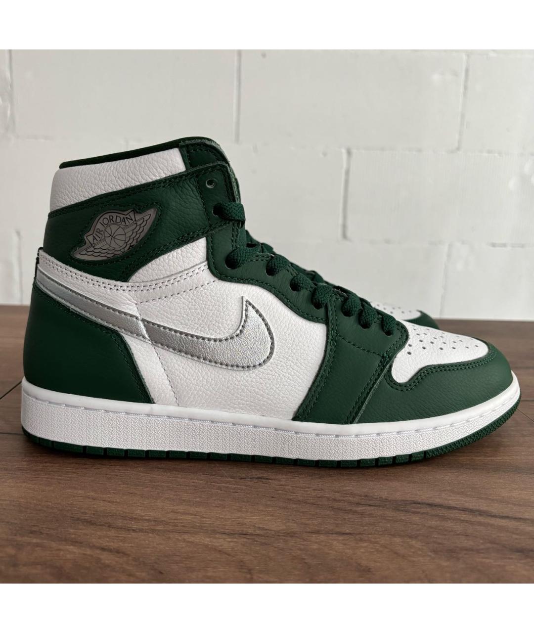 JORDAN Зеленые кожаные высокие кроссовки / кеды, фото 7