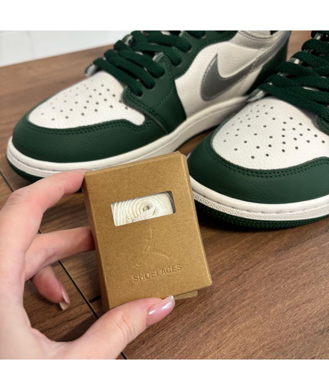 JORDAN Зеленые кожаные высокие кроссовки / кеды, фото 6