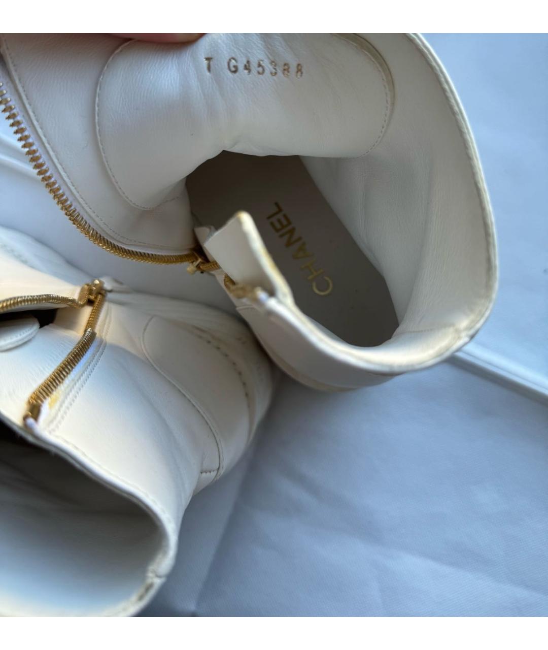 CHANEL Белые кожаные ботинки, фото 8