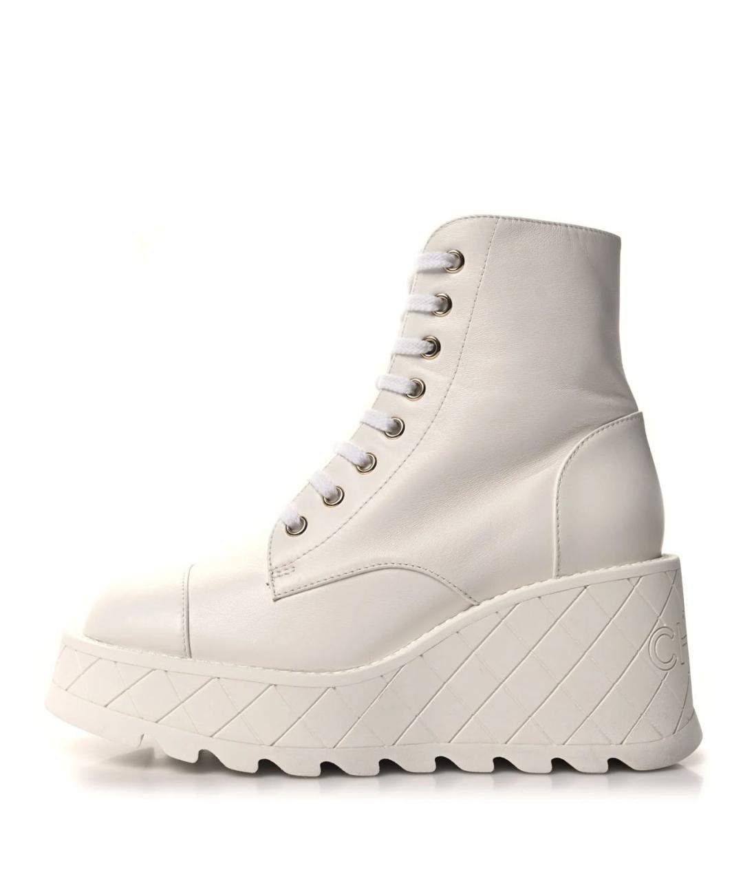 CHANEL Белые кожаные ботинки, фото 9