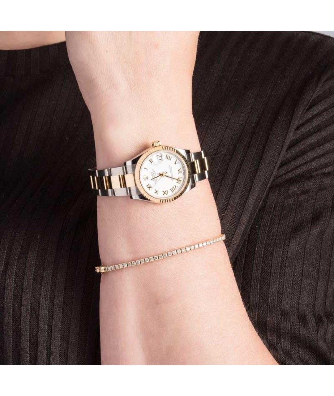 ROLEX Белые часы из желтого золота, фото 3