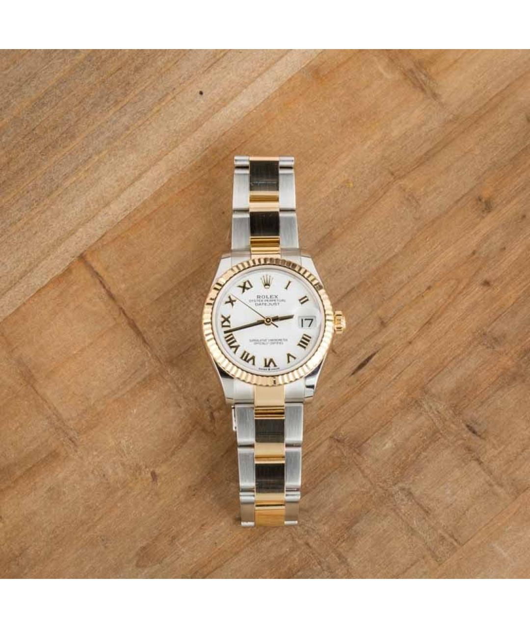 ROLEX Белые часы из желтого золота, фото 2