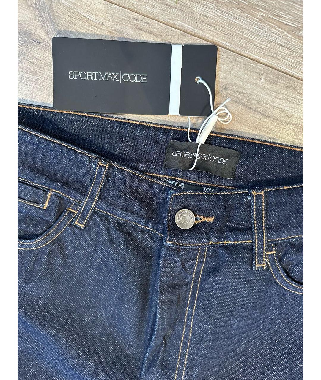 SPORT MAX CODE Темно-синие хлопковые прямые джинсы, фото 3