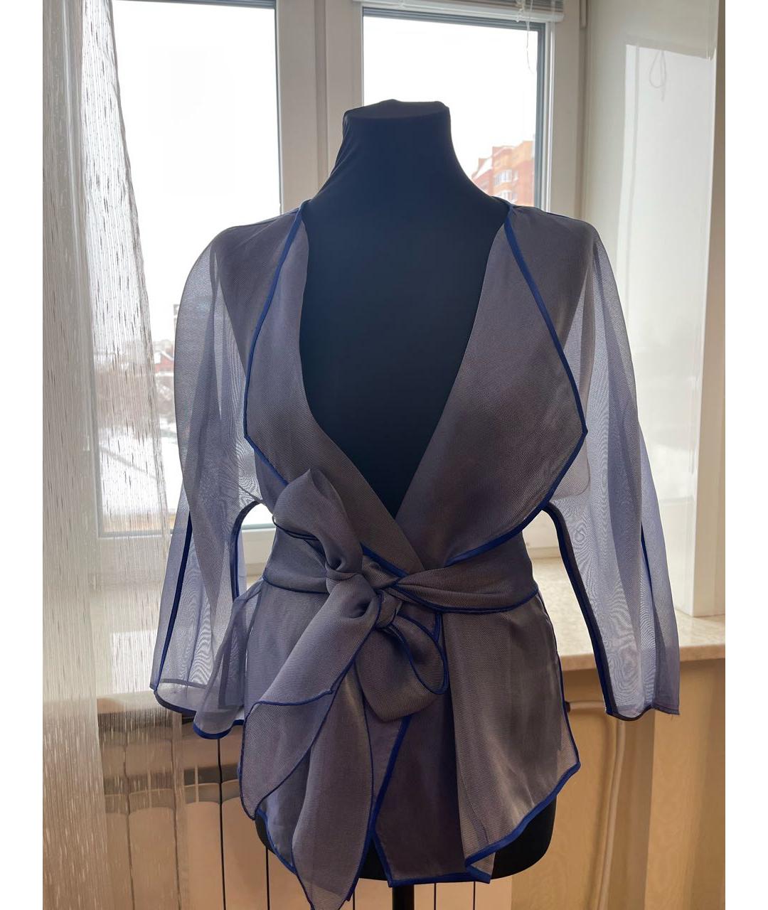 ARMANI COLLEZIONI Голубая шифоновая блузы, фото 2