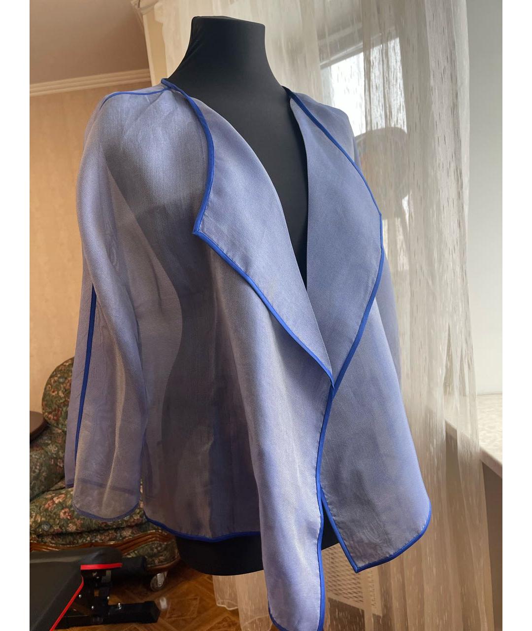 ARMANI COLLEZIONI Голубая шифоновая блузы, фото 8