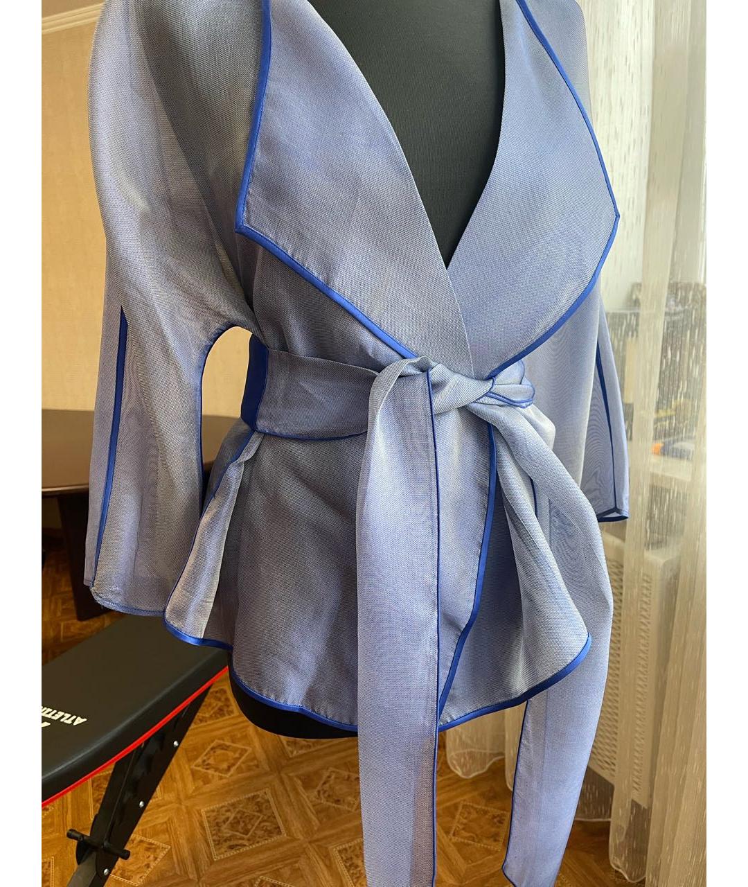 ARMANI COLLEZIONI Голубая шифоновая блузы, фото 6