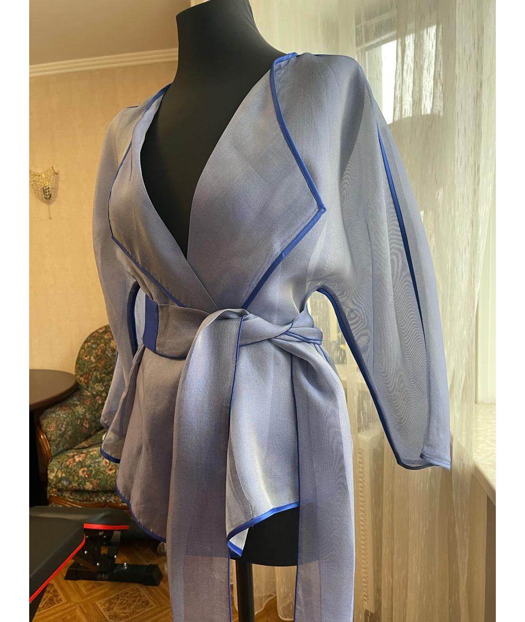 ARMANI COLLEZIONI Голубая шифоновая блузы, фото 4