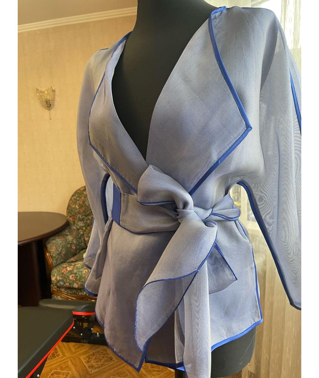 ARMANI COLLEZIONI Голубая шифоновая блузы, фото 3