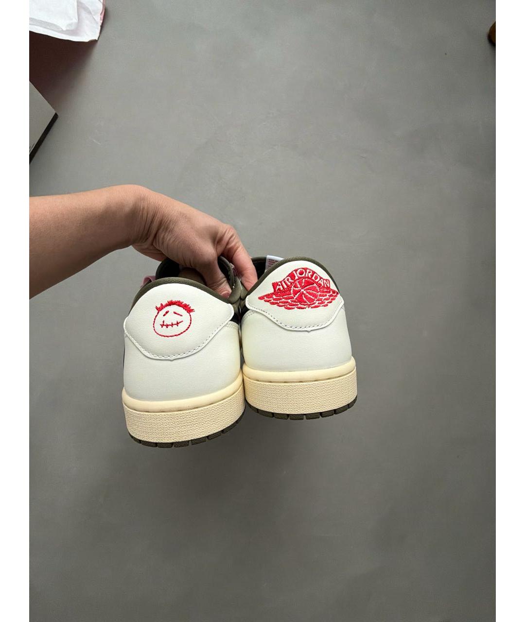 JORDAN Хаки кожаные низкие кроссовки / кеды, фото 4