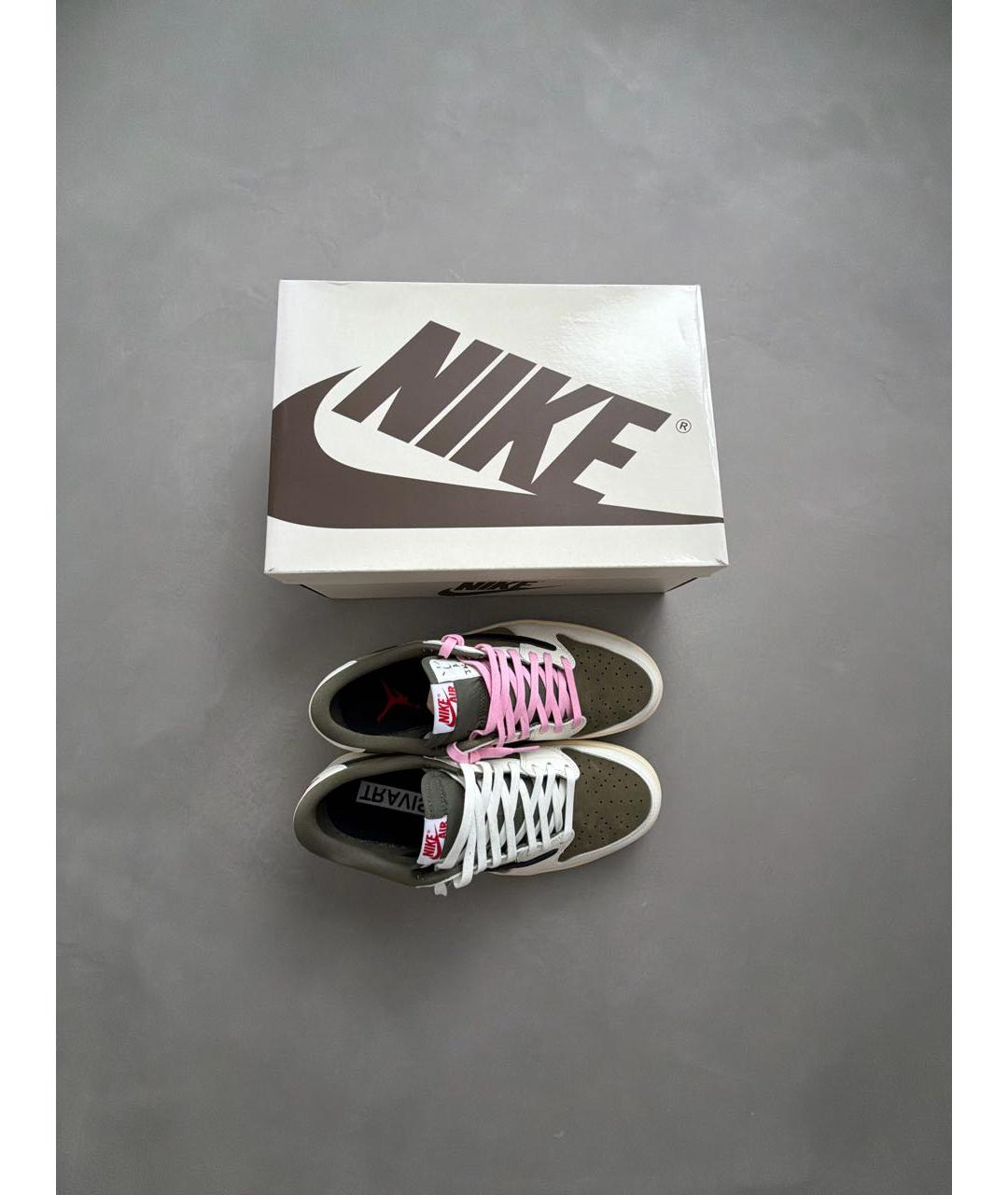 JORDAN Хаки кожаные низкие кроссовки / кеды, фото 8