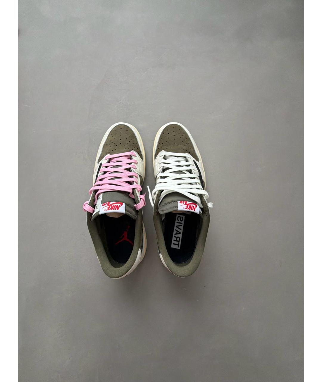 JORDAN Хаки кожаные низкие кроссовки / кеды, фото 3