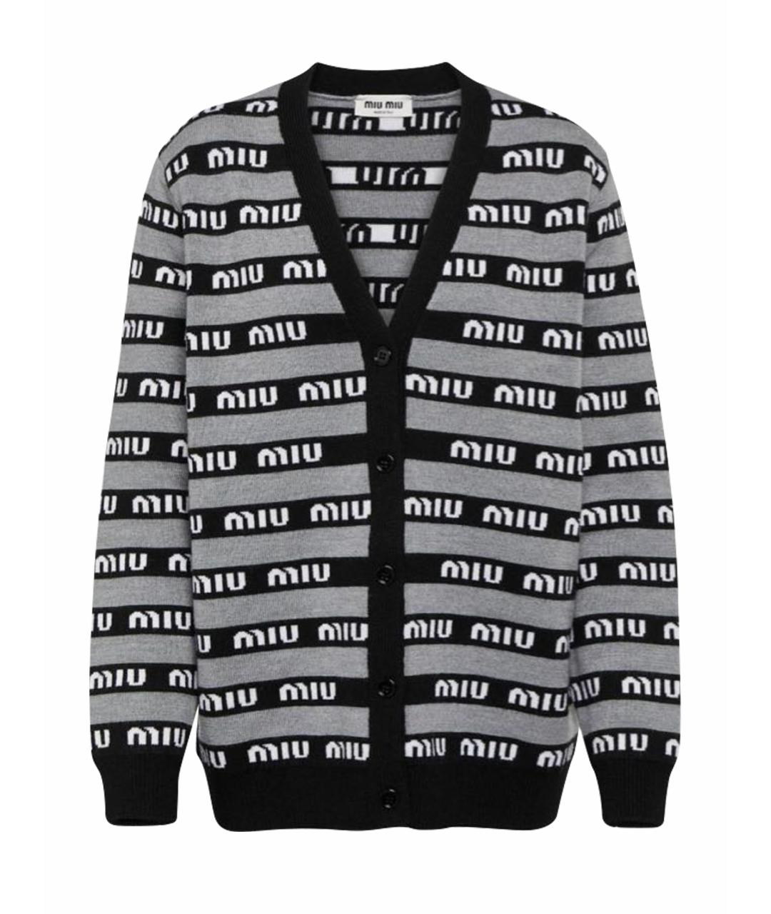 MIU MIU Темно-синий шерстяной кардиган, фото 1