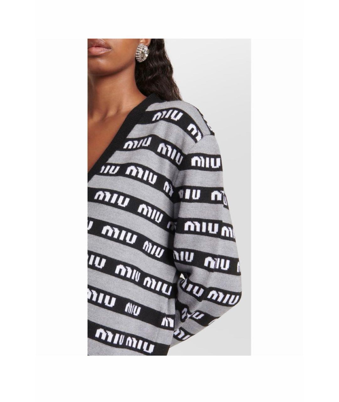 MIU MIU Темно-синий шерстяной кардиган, фото 4