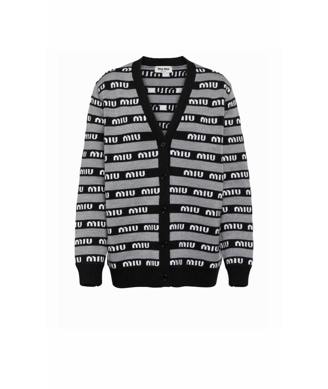 MIU MIU Темно-синий шерстяной кардиган, фото 8