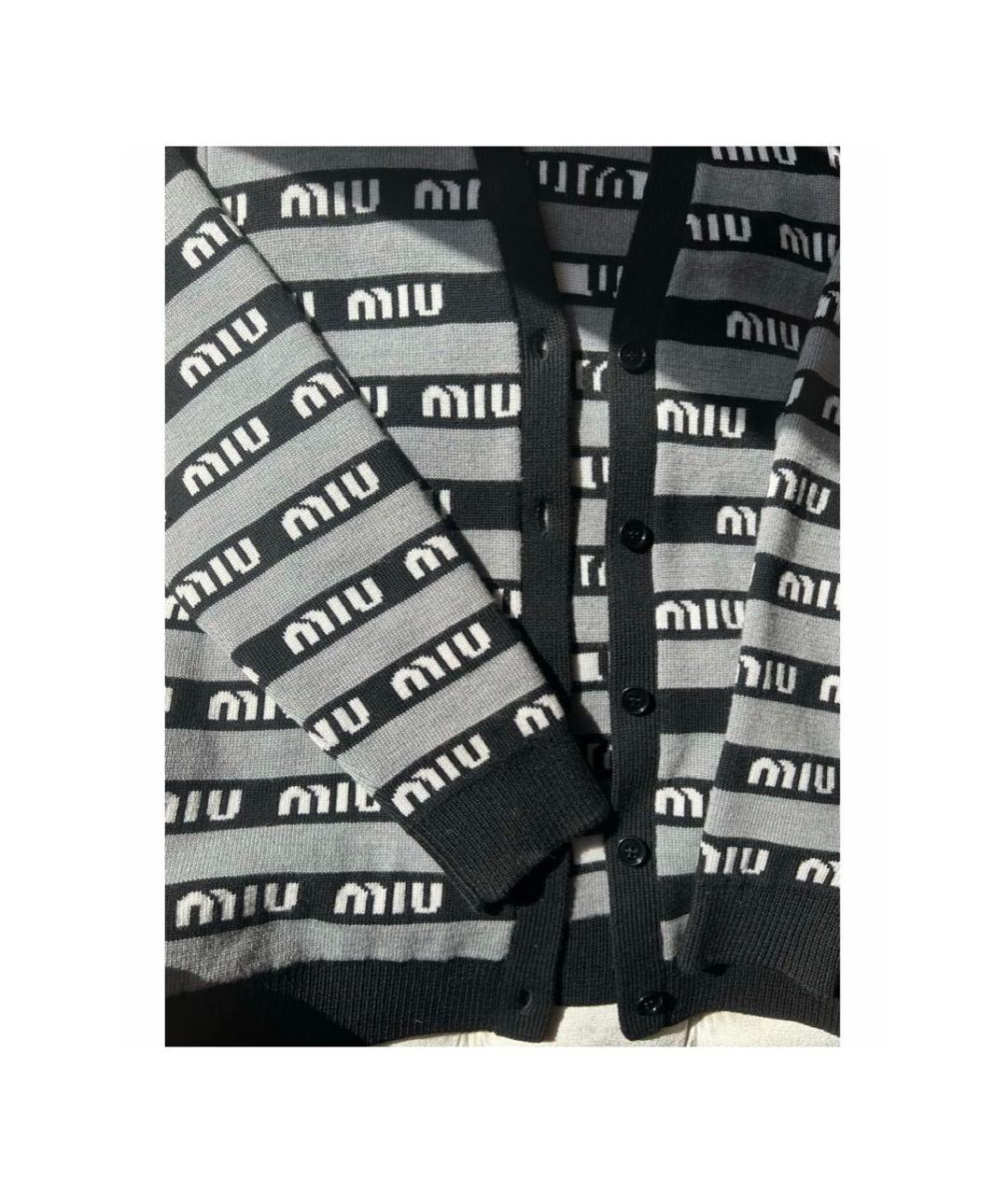 MIU MIU Темно-синий шерстяной кардиган, фото 5