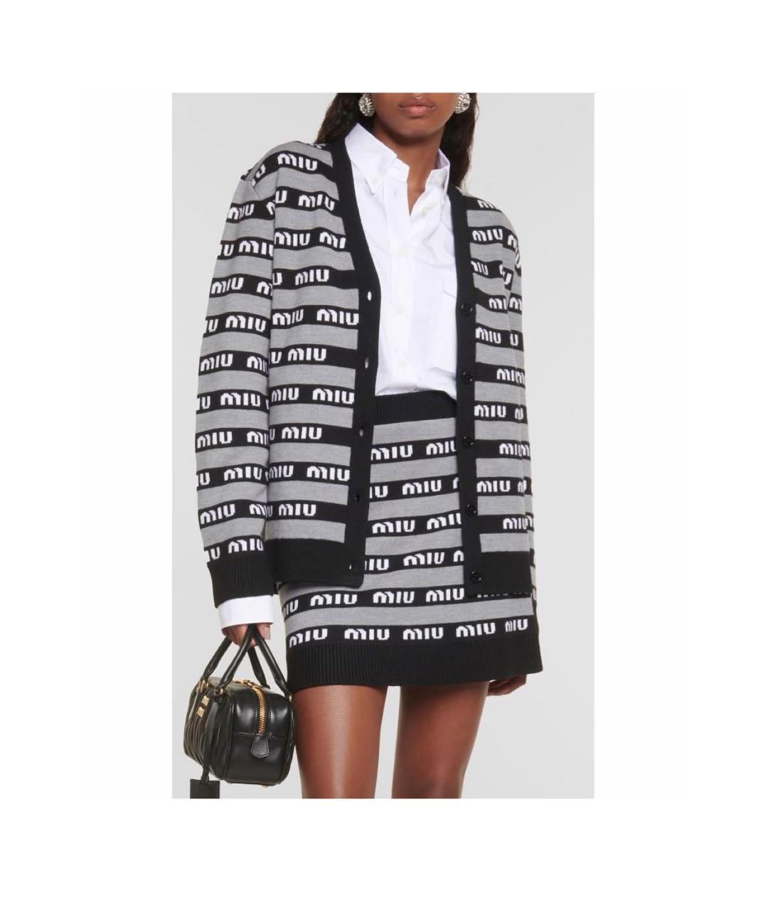 MIU MIU Темно-синий шерстяной кардиган, фото 3