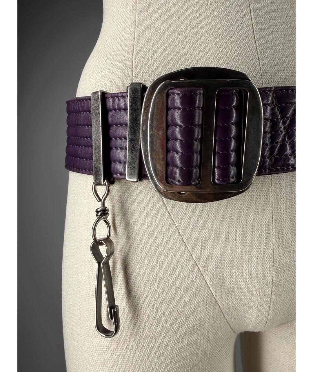 DRIES VAN NOTEN Фиолетовый кожаный ремень, фото 2