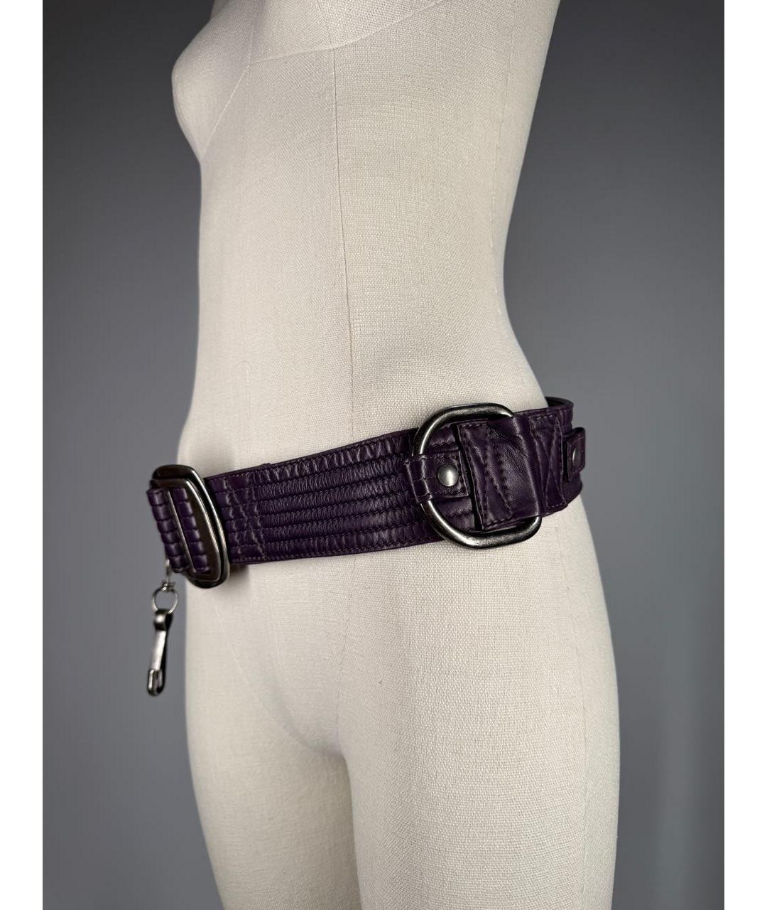 DRIES VAN NOTEN Фиолетовый кожаный ремень, фото 3