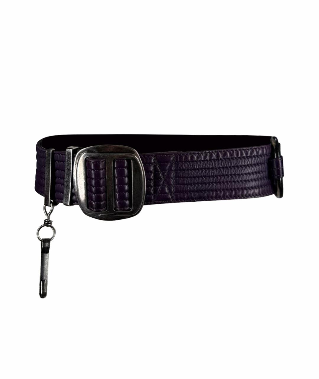 DRIES VAN NOTEN Фиолетовый кожаный ремень, фото 1