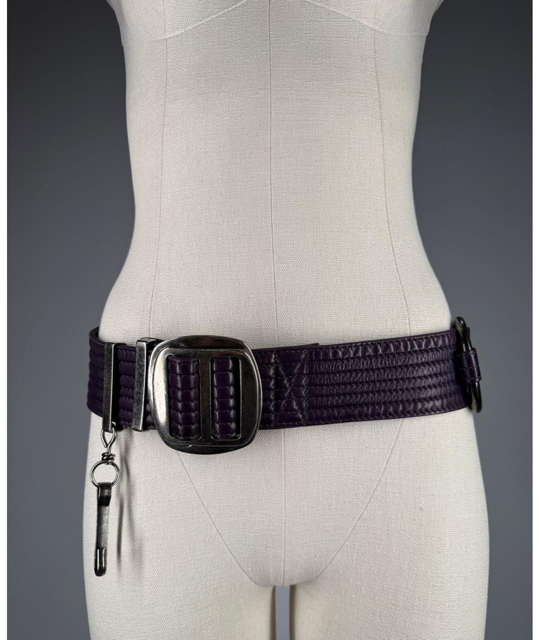 DRIES VAN NOTEN Фиолетовый кожаный ремень, фото 9