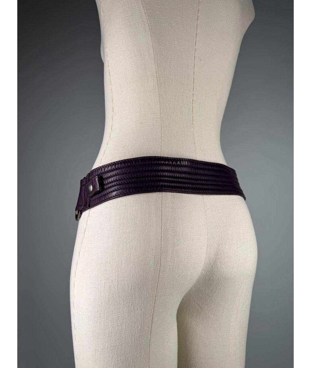 DRIES VAN NOTEN Фиолетовый кожаный ремень, фото 7