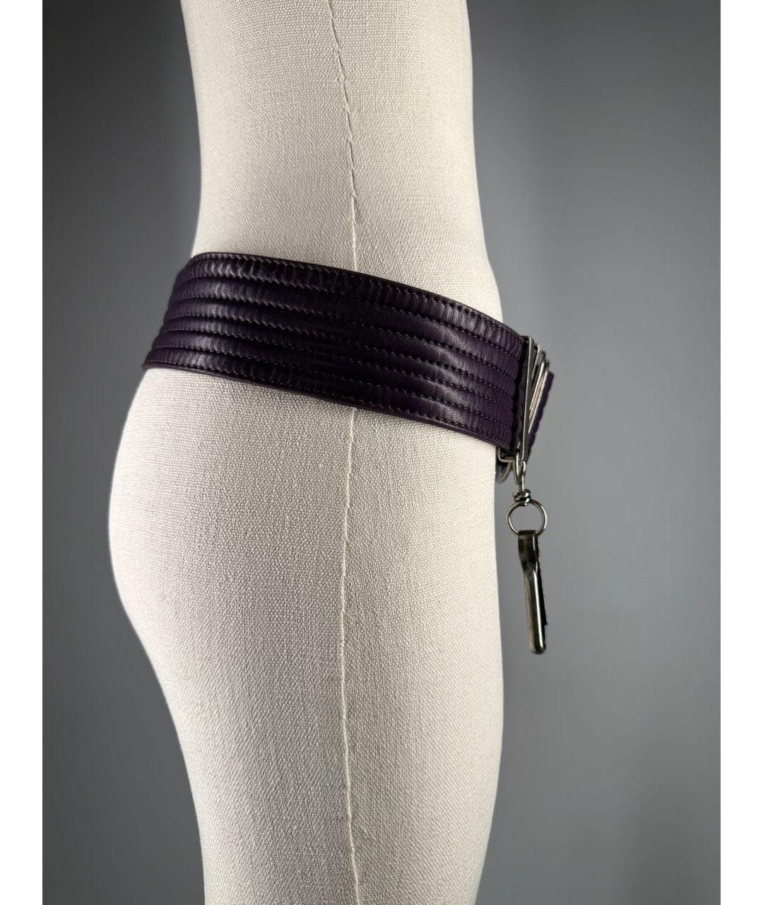 DRIES VAN NOTEN Фиолетовый кожаный ремень, фото 6