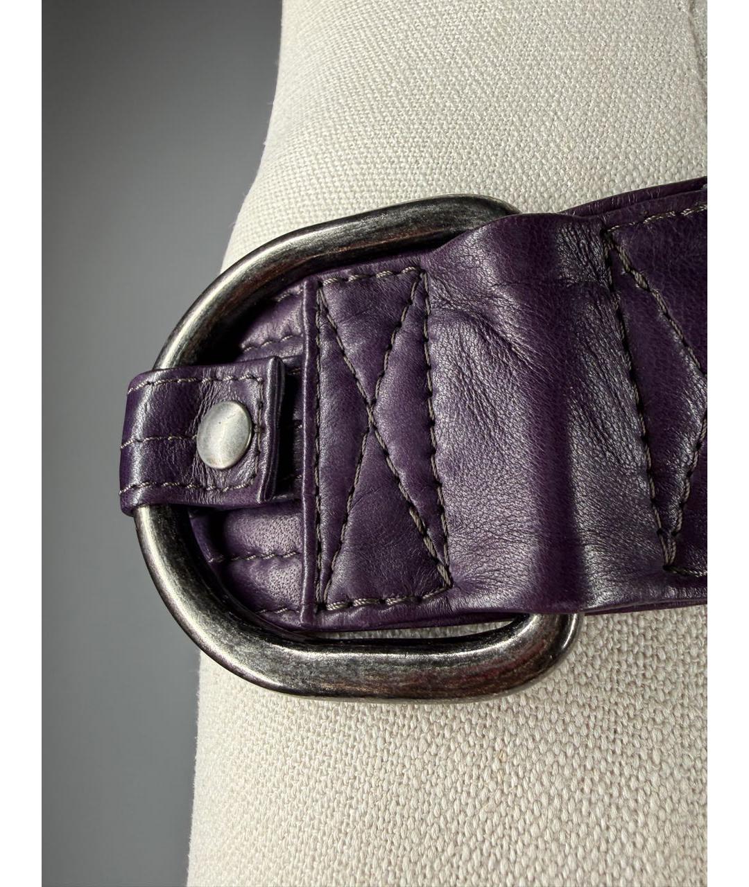 DRIES VAN NOTEN Фиолетовый кожаный ремень, фото 4